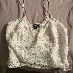 Express White Lace Crop top